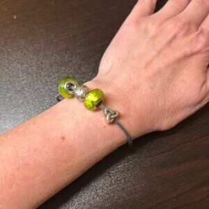 Green and Silver Beaded Bracelet